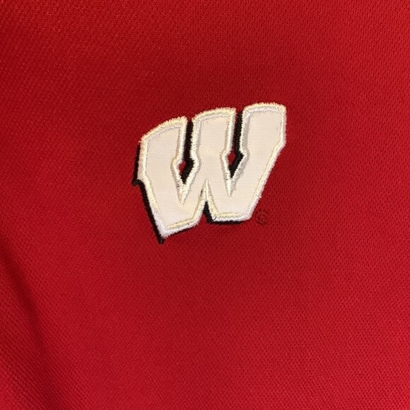Adidas NWOT University of Wisconsin Red White Black SS Performance Polo Size L - Picture 2 of 10
